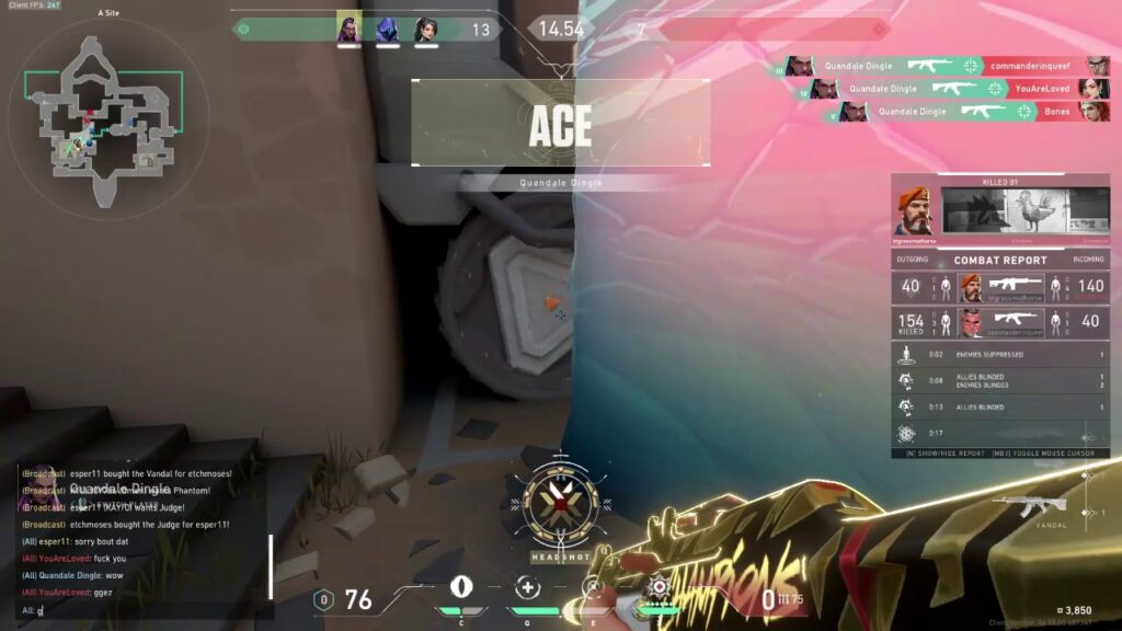 Valorant gameplay used to illustrate FPS drops