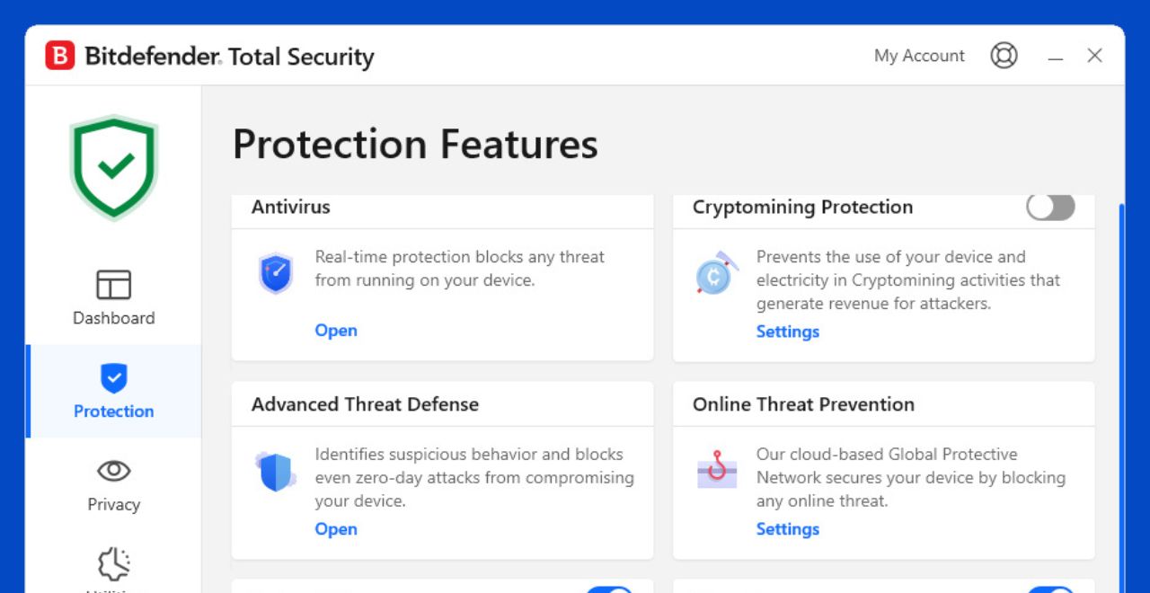 Bitdefender Total Security dashboard