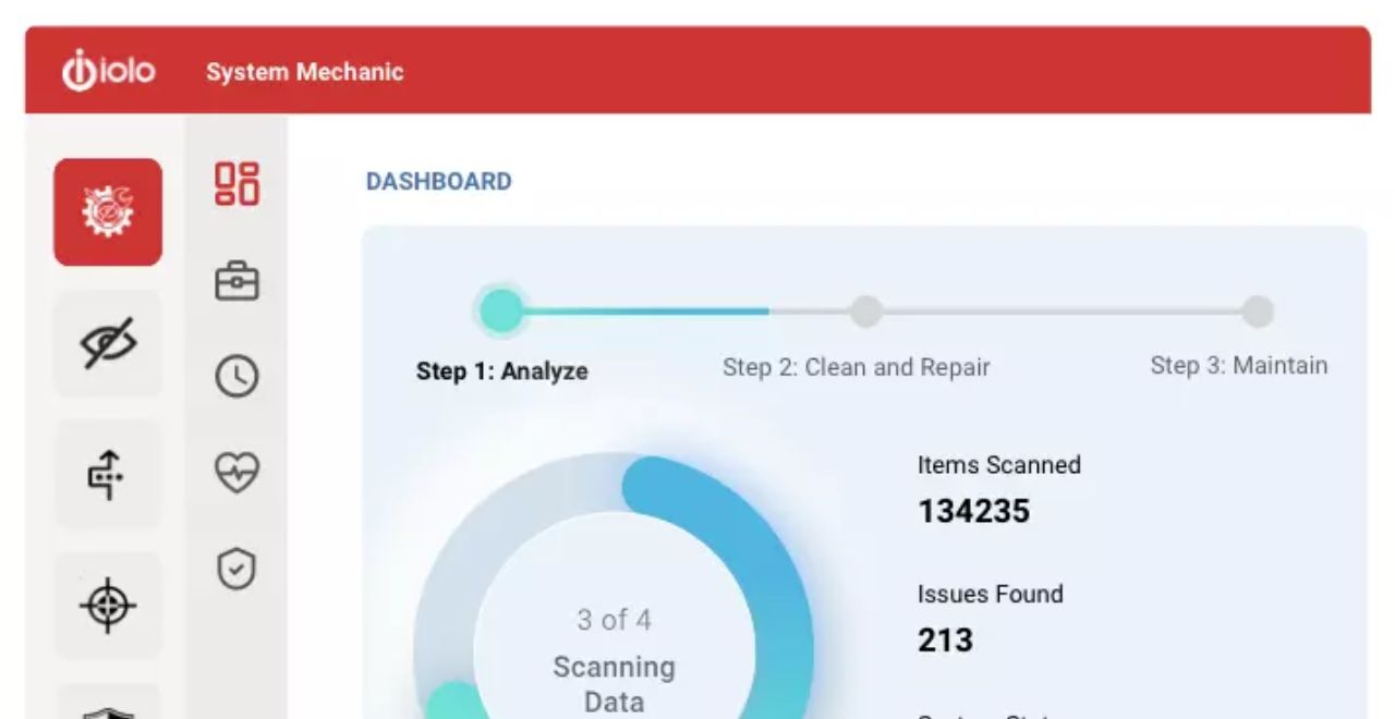 iolo System Mechanic dashboard