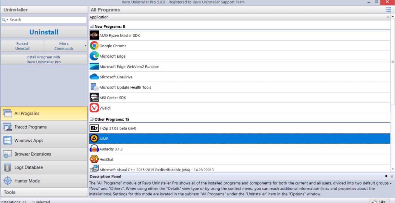 Revo Uninstaller Pro interface