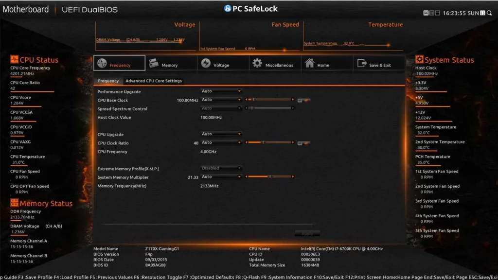 BIOS settings screen
